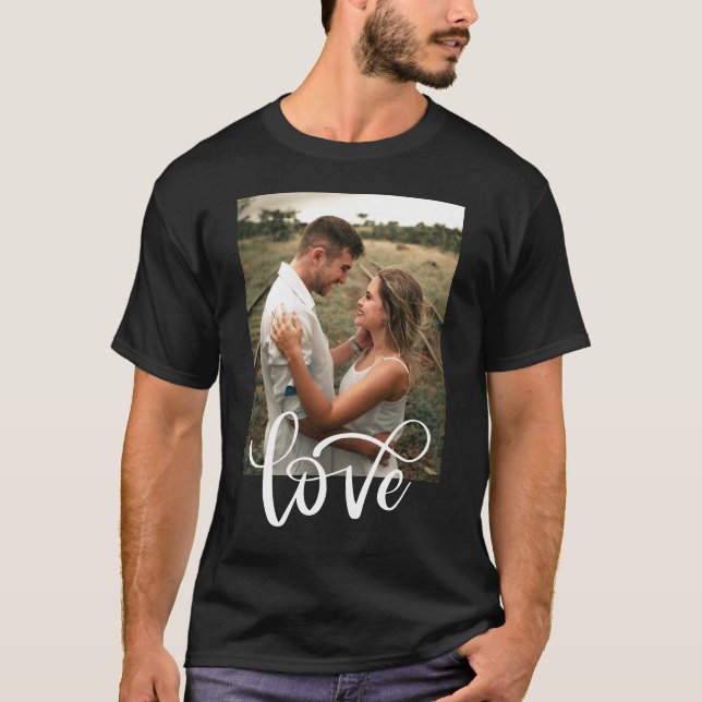 Modern Black & White Typography Photo Valentine T-Shirt (Front)