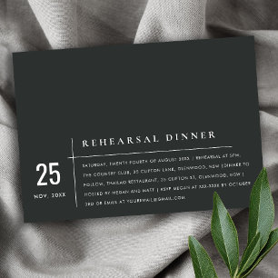 Modern Black & White Typography Rehearsal Dinner Invitation