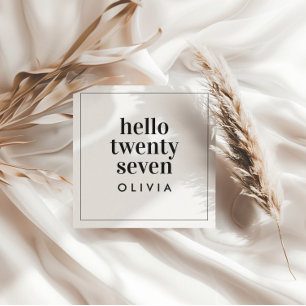 Modern black white typography simple birthday invitation