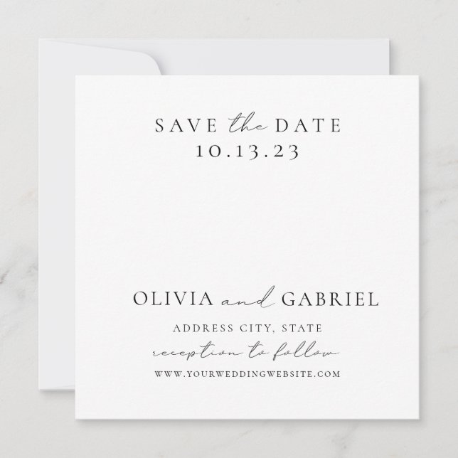 Modern black white Typography simple Wedding Save The Date (Front)