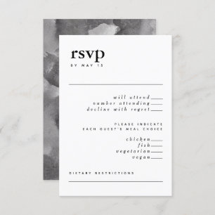Modern Black & White Typography Watercolor RSVP Invitation