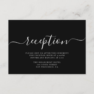 Modern Black White Typography Wedding Reception Enclosure Card