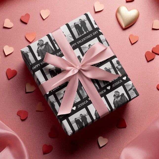 Modern Black & White Valentines | Add Own Photo Wrapping Paper Sheet (Creator Uploaded)
