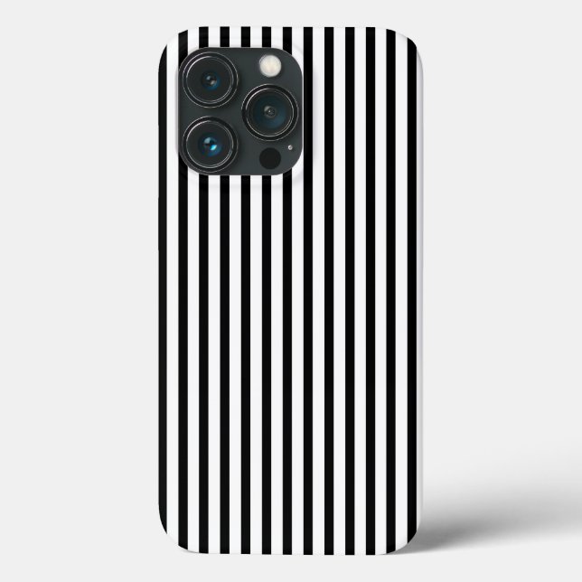 Modern black white vertical stripes cute stylish Case-Mate iPhone case (Back)