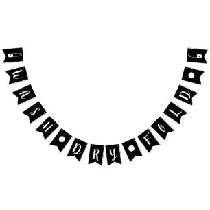 Modern Black & White Wash Dry Fold Laundry Room Bunting