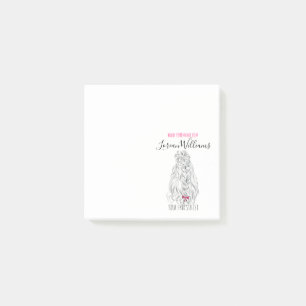 Modern Black White Wavy Hair Pink Bow Hairstyling  Post-it Notes