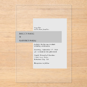 Modern Black & White Wedding Acrylic Invitations