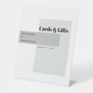 Modern Black & White Wedding Cards & Gifts Pedestal Sign