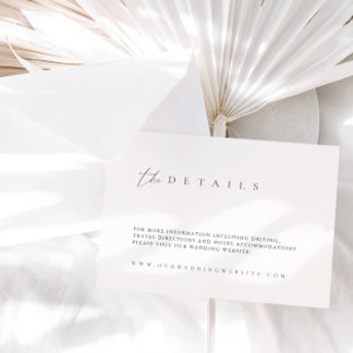Modern Black White Wedding Details Enclosure Card