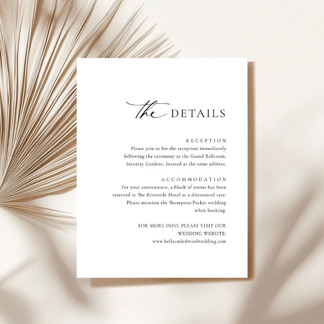 Modern Black White Wedding Details Enclosure Card (Creator Uploaded)