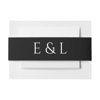 Modern Black & White Wedding Invitation Belly Band