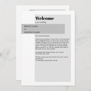 Modern Black & White Wedding Itinerary Programme