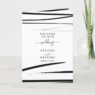 Modern Black White Wedding Order of Service Programme