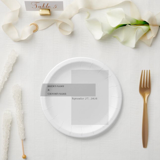 Modern Black & White Wedding   Paper Plate (Wedding)