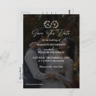 Modern Black & White Wedding Phot Save The Date  Postcard