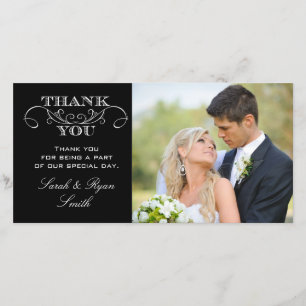 Modern Black & White Wedding Photo Thank You Cards