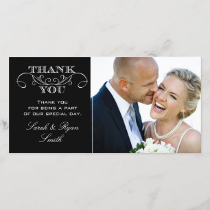 Modern Black & White Wedding Photo Thank You Cards