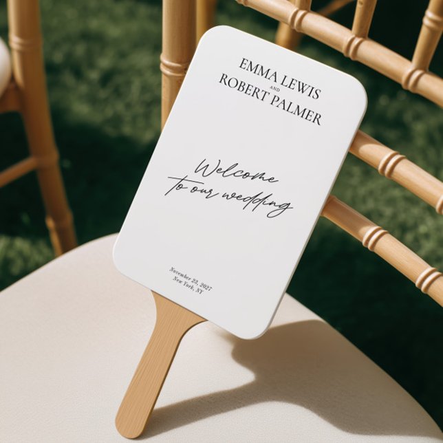 Modern Black & White Wedding  Program Fans  (Modern Black & White Wedding Program Fans)