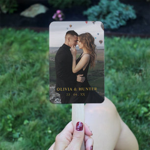 Modern Black&White Wedding Program Fans with Photo