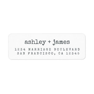 Modern Black White Wedding Return Address