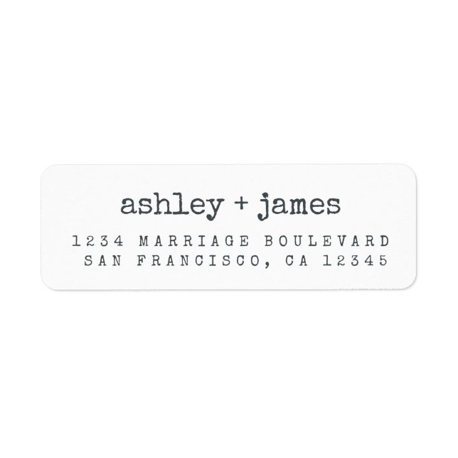 Modern Black White Wedding Return Address (Front)