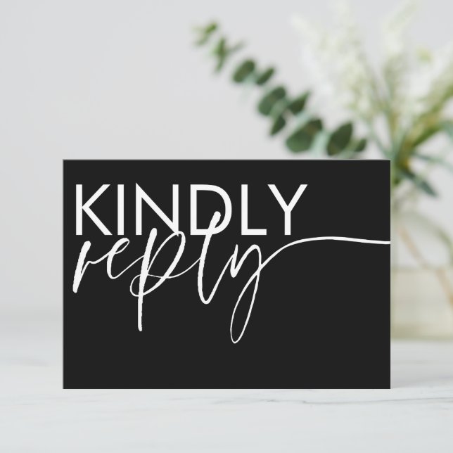 Modern Black & White Wedding RSVP (Standing Front)