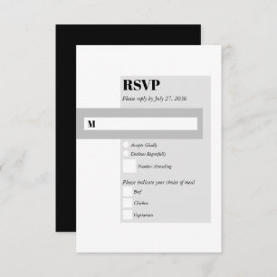 Modern Black & White Wedding RSVP Card