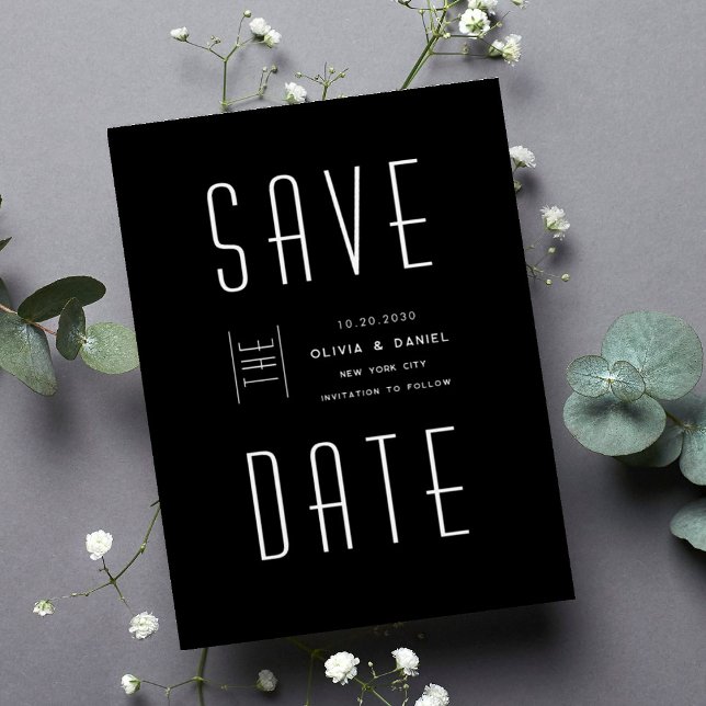 Modern Black & White Wedding Save the Date Invitation (Creator Uploaded)