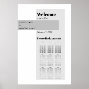 Modern Black & White Wedding Seating Chart