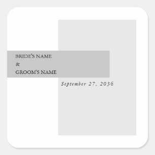 Modern Black & White Wedding Square Sticker