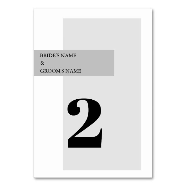 Modern Black & White Wedding  Table Number (Front)