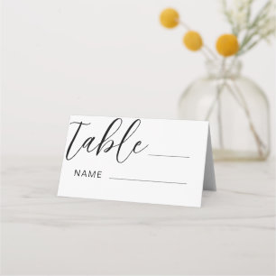 Modern Black & White Wedding table number Place Card