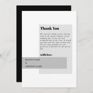 Modern Black & White Wedding Thank You Card