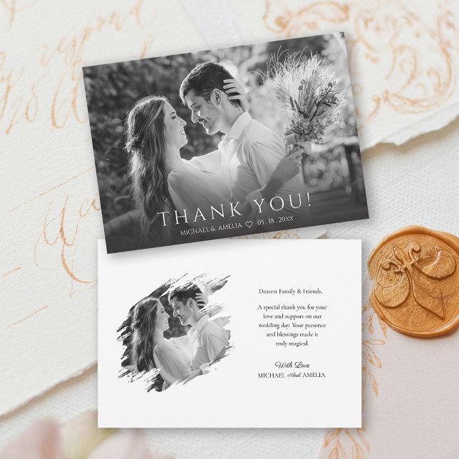 Modern Black & White Wedding Thank You Card ( Black & White Wedding Thank You Card)
