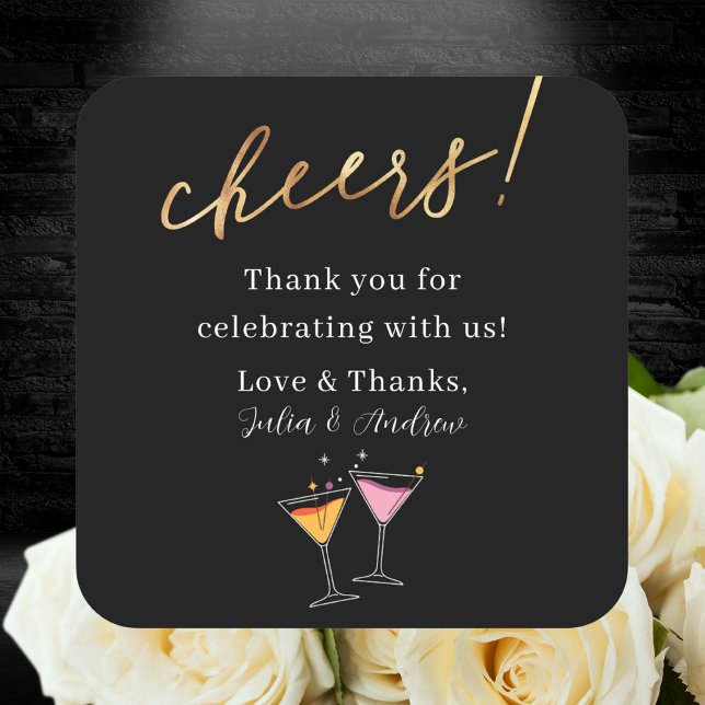 Modern Black & White Wedding Thank You Sticker  (Creator Uploaded)