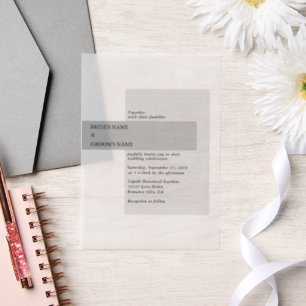 Modern Black & White Wedding  Vellum Invitations