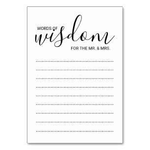 Modern Black&White Wedding Words of Wisdom Cards