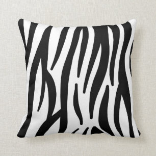 Modern Black & White Zebra Skin Print Throw Pillow