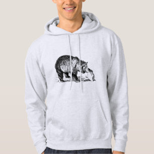 Modern black wild animal for him light grey hoodie