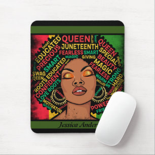 Modern Black Woman Motivational Customisable Name  Mouse Mat