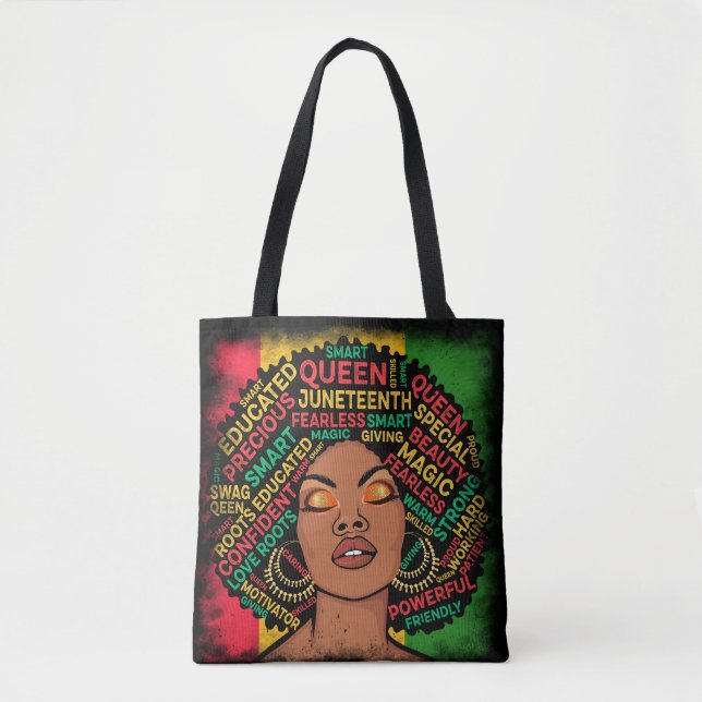Modern Black Woman Motivational Typography Tote Bag (Front)