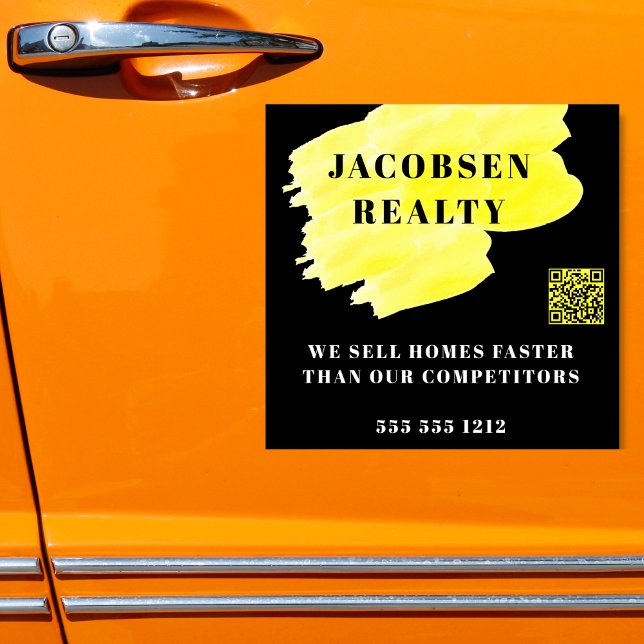 Modern Black Yellow Business QR Code Marketing (Creator Uploaded)