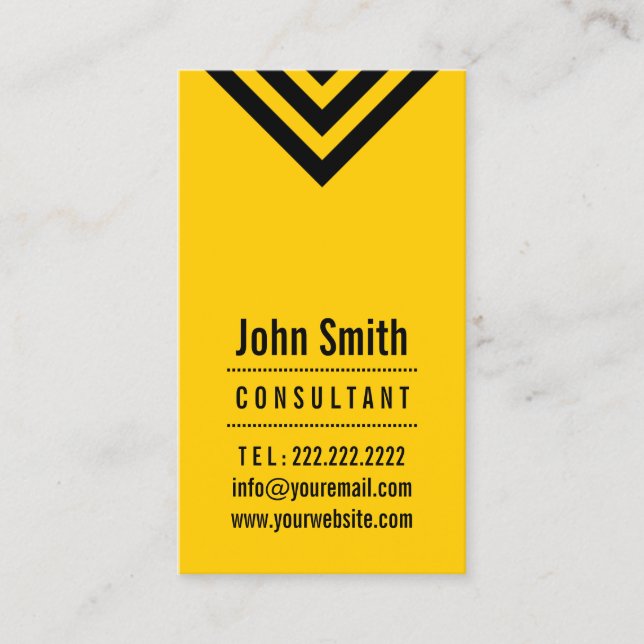 Modern Black & Yellow Consultant Business Card (Front)
