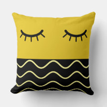 Modern black & yellow cute close eye home decor