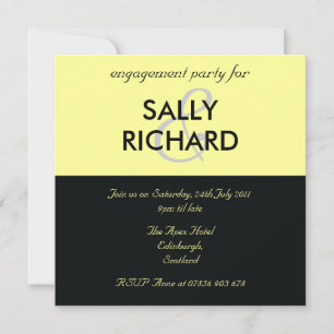 Modern Black & Yellow Engagement Party Invitation