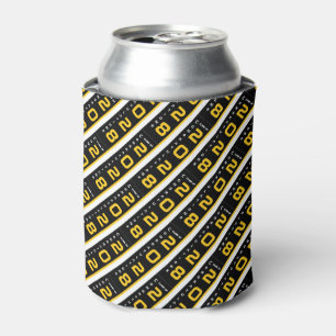 Modern Black Yellow White Graduation Party  Can Cooler