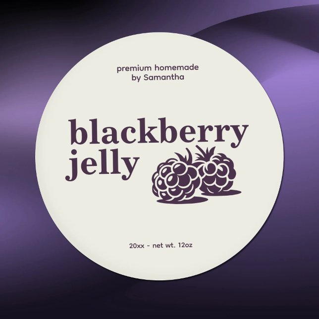 Modern Blackberry Jelly Label Sticker (Modern Blackberry Jelly Label Sticker)