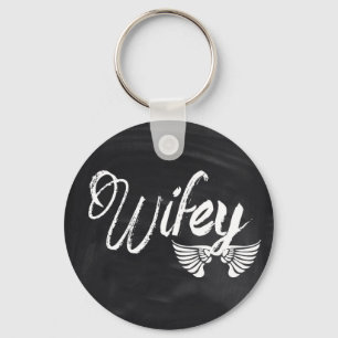 modern blackboard scripts honeymoon wifey key ring