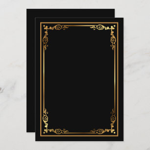 Modern Blank Black Invite with Sleek Framed Border