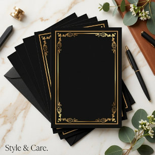 Modern Blank Black Invite with Sleek Framed Border